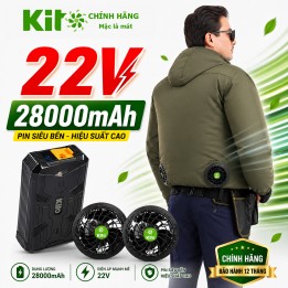 Combo 2 Áo Điều Hòa KITO Xanh Rêu Chính Hãng, Quạt 22V, Pin 28.000mAh
